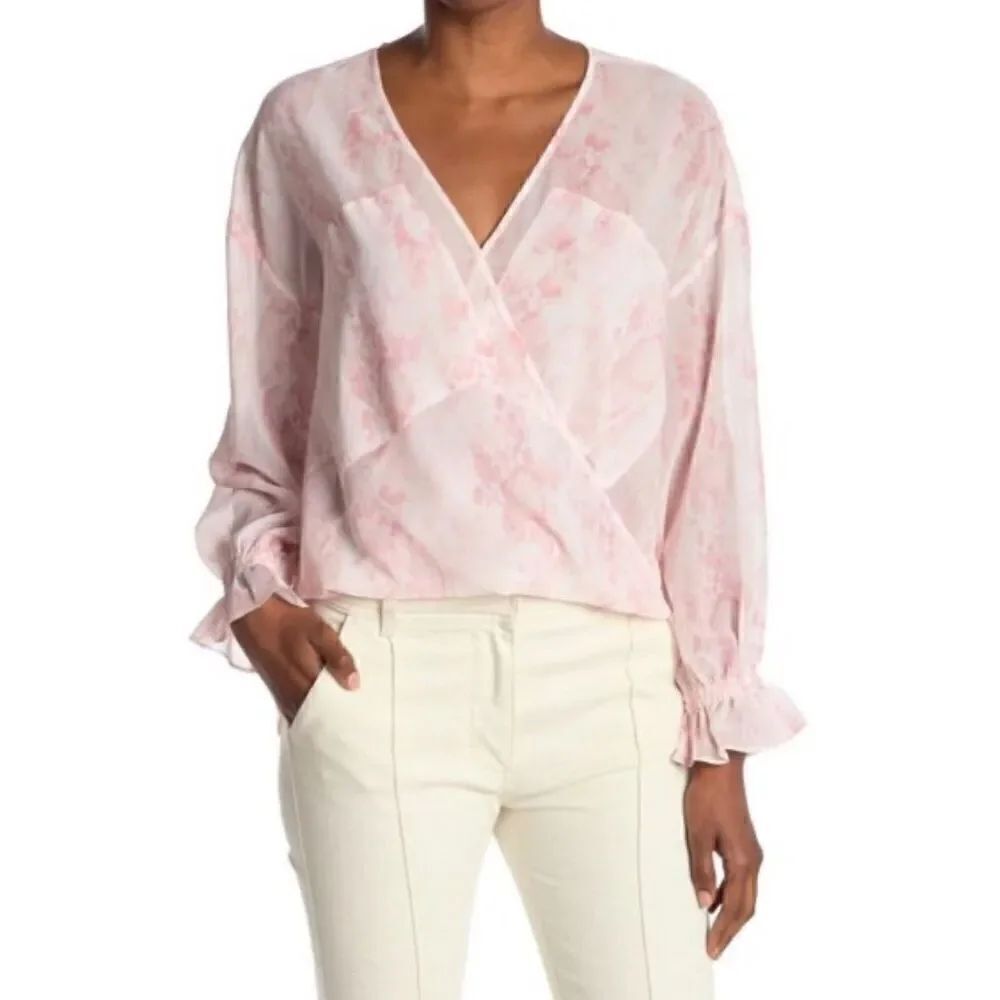 AllSaints Penny Masala See-Through Blouse in Soft Pink NWT Size 2